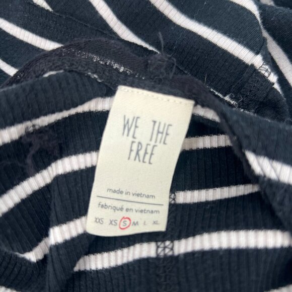 Free People S We The Free Stripe Peplum Top Ribbed Raw Hem 90s Grunge Knit - Picture 2 of 9